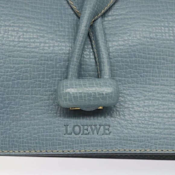LOEWE Clutch Bag Leather Light Blue Gold Auth bs25818 - Picture 9 of 15